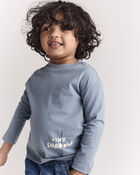 Toddler 'Tiny Shadow' Long-Sleeve Pocket Graphic Tee - Blue, image 1 of 7 slides