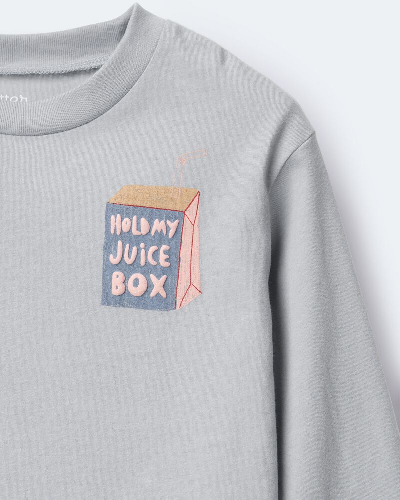 Toddler 'Hold My Juice Box' Long-Sleeve Relaxed Graphic Tee - Light Blue, image 6 of 6 slides