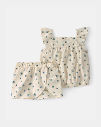 Toddler Girl 2-Piece Floral Tank Top & Skort Set - Ivory, 