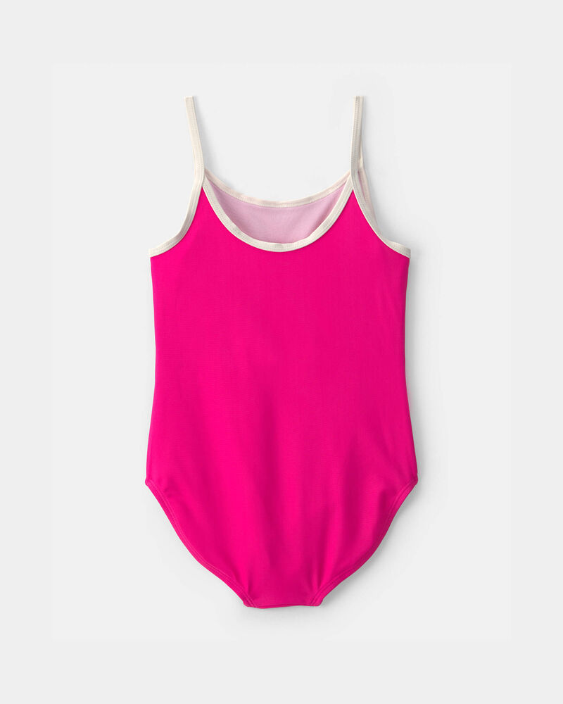 Girls 2-Piece Swimsuit and Cover Up Skirt Set - Pink, image 4 of 6 slides