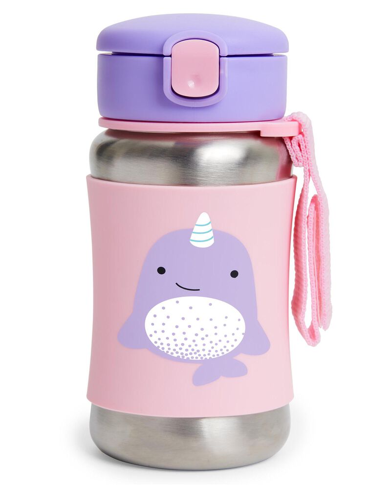 Zoo Stainless Steel Little Kid Straw Bottle - Narwhal, image 4 of 6 slides