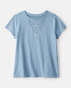 Girls Charm Necklace Short-Sleeve Graphic Tee - Blue, image 1 of 4 slides