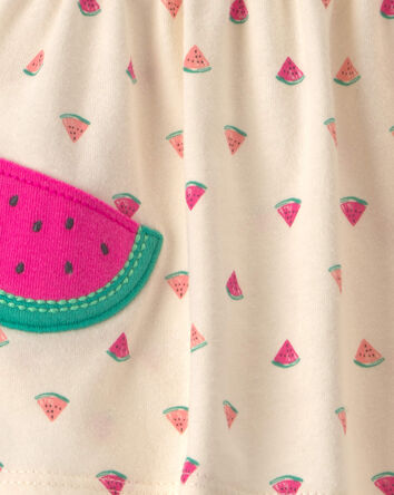 Baby Girl Watermelon Bodysuit Dress - Ivory, 