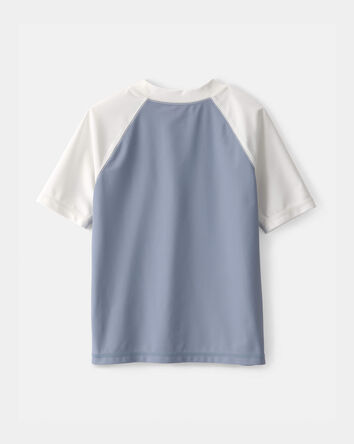 Boys Colorblock Short-Sleeve Rashguard - Blue/Ivory, 