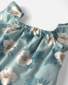 Baby Girl 2-Piece Chambray Top & Short Set Made with Organic Cotton in Blue Hibiscus, image 3 of 5 slides