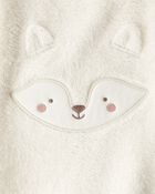 Baby Girl Fox Velour Long-Sleeve Snug Fit Jumpsuit - Cream, image 2 of 3 slides