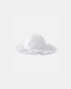 Baby Girl Cotton Swiss Dot Sunhat - White, image 1 of 3 slides