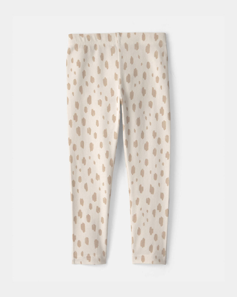 Toddler Girl Dots Pull-On Stretch Leggings - Cream, image 2 of 4 slides
