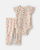 Baby Girl 2-Piece Floral Bodysuit & Pant Set - Cream, image 1 of 3 slides