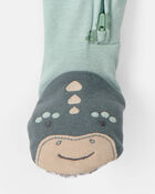 Baby Dinosaur 100% Cotton Snug Fit 1-Piece Pajama - Green, image 4 of 5 slides