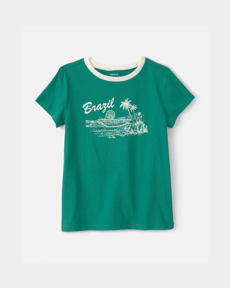 Girls Brazil Graphic Tee - Green, image 1 of 3 slides