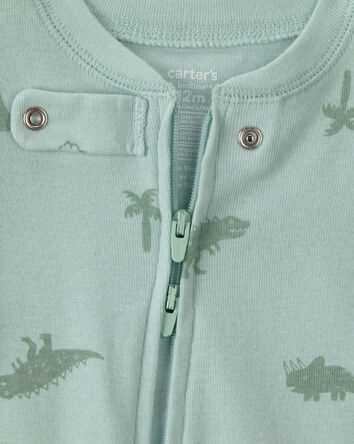 Baby Dinosaur 100% Cotton Snug Fit 1-Piece Pajama - Green, 