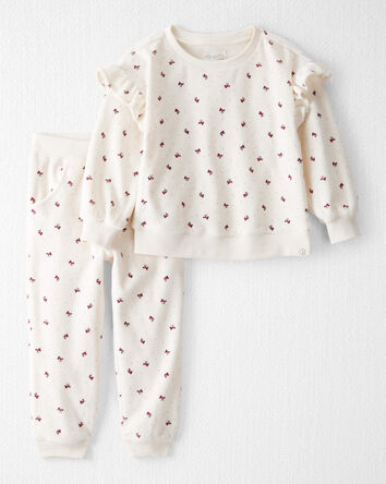 Toddler Girl 2-Piece Organic Cotton Velour Set in Wild Rose Print, 