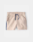 Baby Boy Striped French Terry Shorts - Khaki/Blue, image 1 of 5 slides