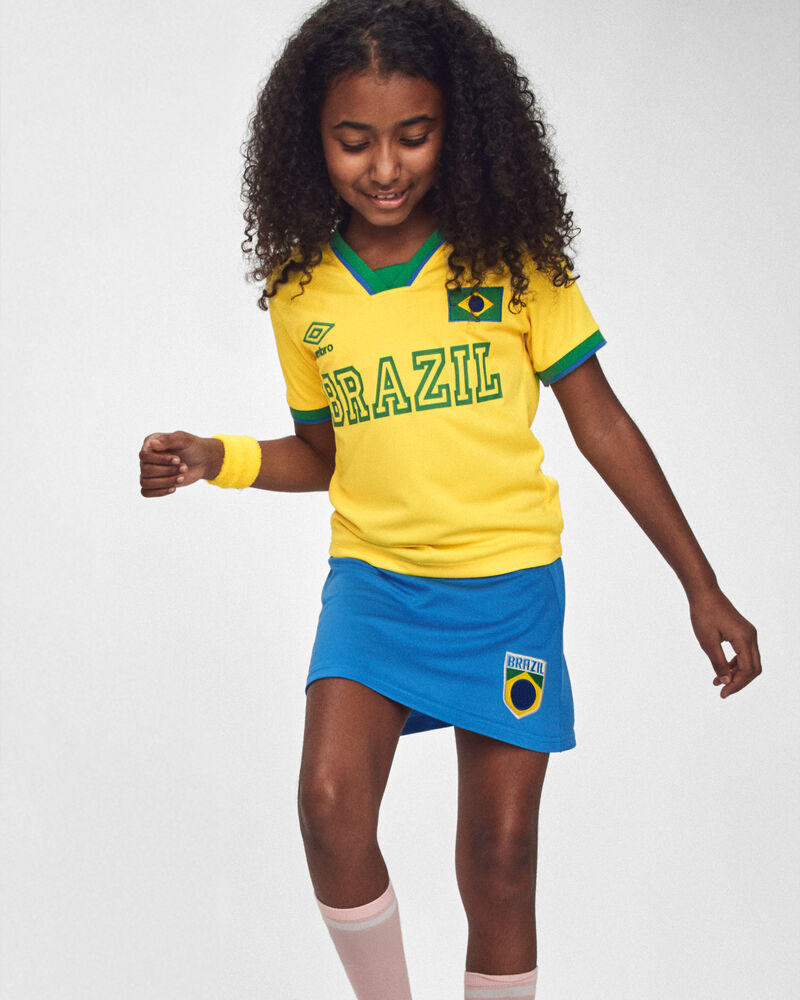 Kids Umbro Brazil Soccer Jersey - Yellow/Green, image 2 of 6 slides