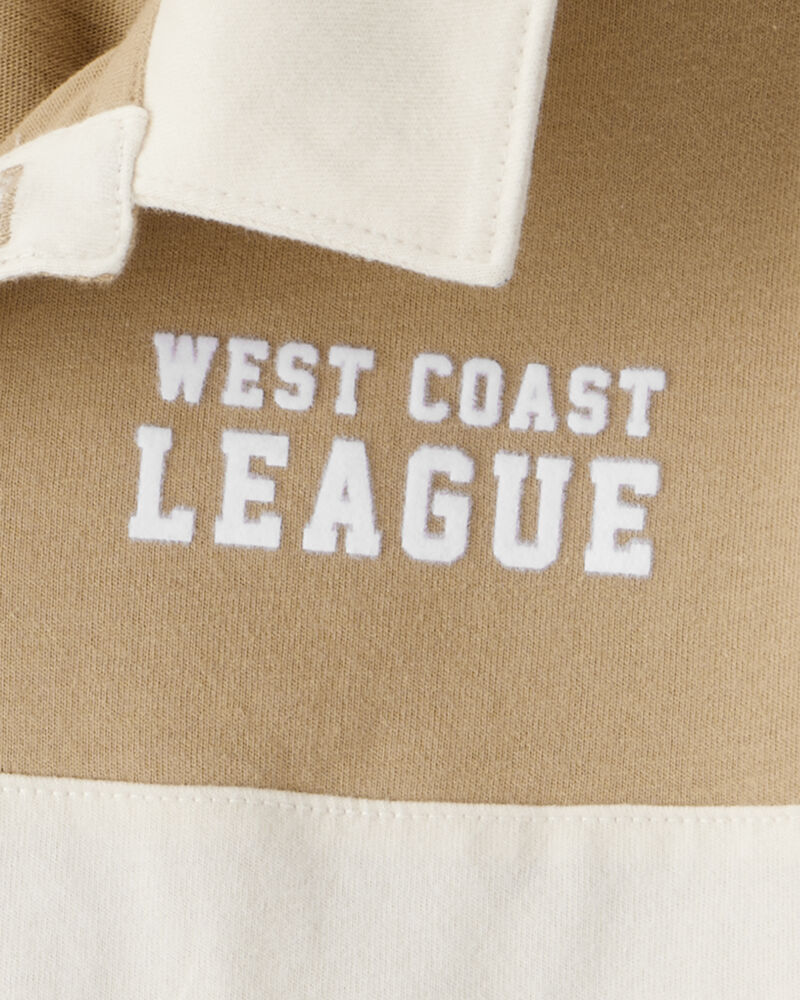 Boys Cotton Short-Sleeve Stripe Polo - Tan, image 2 of 3 slides