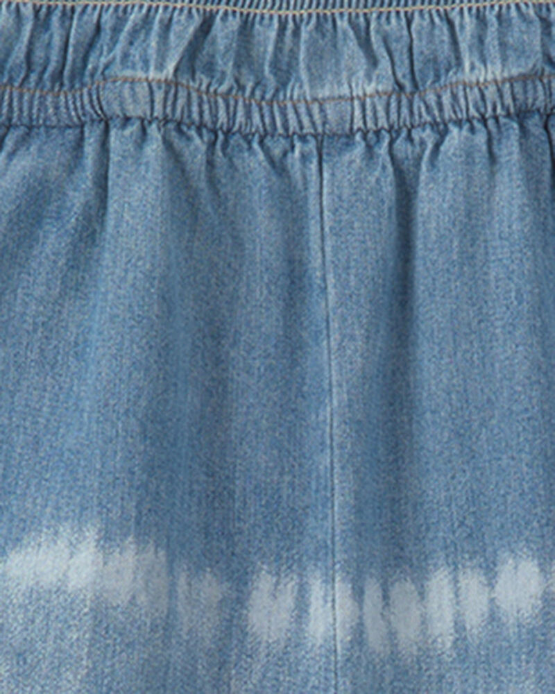 Girls Tie-Dye Smocked Denim Wide-Leg Jumpsuit - Medium Wash, image 2 of 3 slides