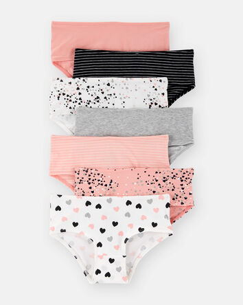 Toddler Girl 7-Pack Heart Print Brief Underwear - Pink/Black, 