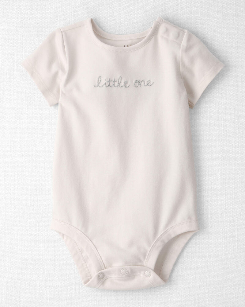 Baby Organic Cotton 'Little One' Embroidered Bodysuit , image 1 of 4 slides