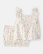 Baby Girl 3-Piece Floral Outfit Set - White/Green, image 6 of 11 slides