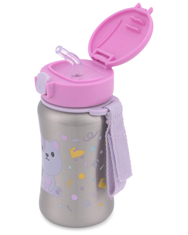 Besties Squad Stainless Steel Straw Bottle - Cat, image 3 of 3 slides