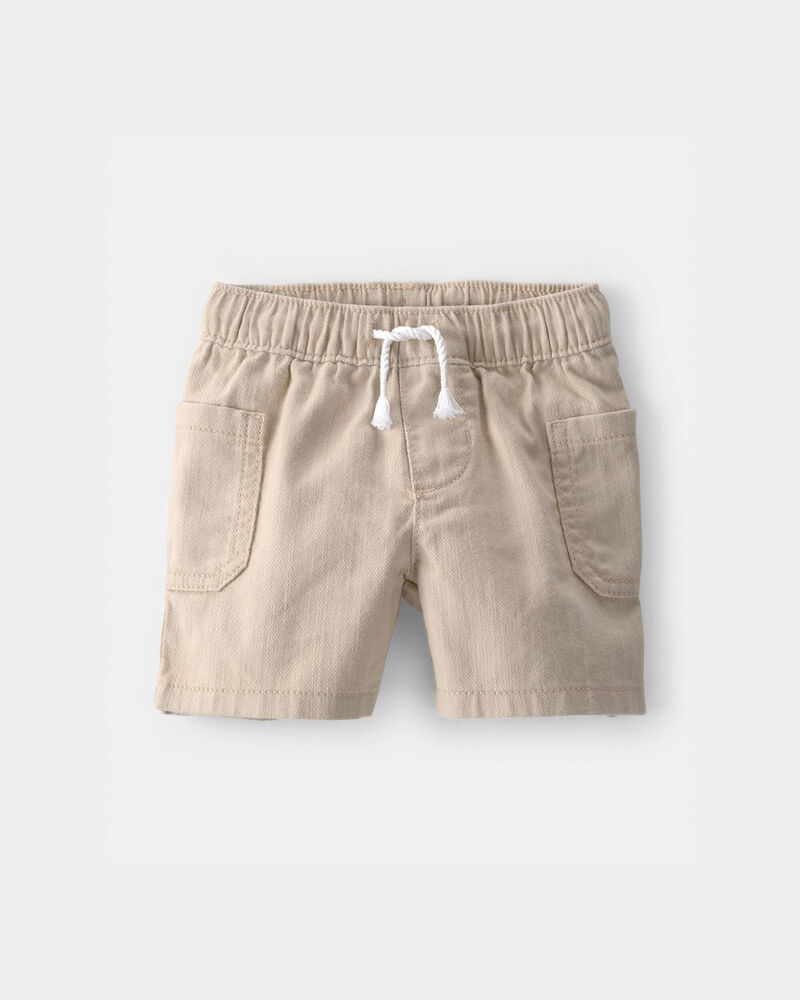 Baby Boy Twill Drawstring Shorts - Khaki, image 1 of 5 slides