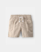 Baby Boy Twill Drawstring Shorts - Khaki, image 1 of 5 slides