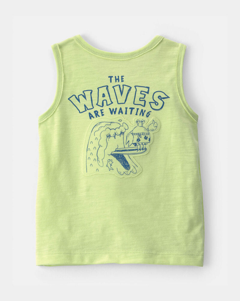 Baby Boy Surfing Crab Tank Top - Green, image 2 of 5 slides