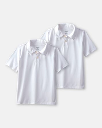 Boys 2-Pack Uniform Active Polo Shirts - White, 