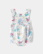 Baby Girl Tropical Beach Sleeveless Romper - Ivory/Green, image 1 of 4 slides