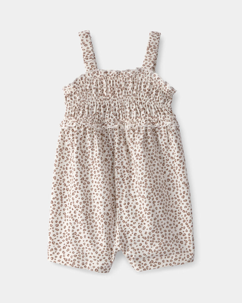 Baby Girl Cheetah Sleeveless Romper - Brown/Ivory, image 1 of 3 slides