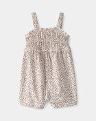 Baby Girl Cheetah Sleeveless Romper - Brown/Ivory, image 1 of 3 slides
