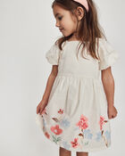 Toddler Girl Floral Puff Sleeve Dress - Ivory, image 2 of 6 slides
