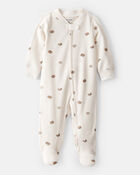 Baby Pastry Print Cotton Long-Sleeve Snug Fit Sleep & Play Pajamas - Cream, image 1 of 4 slides