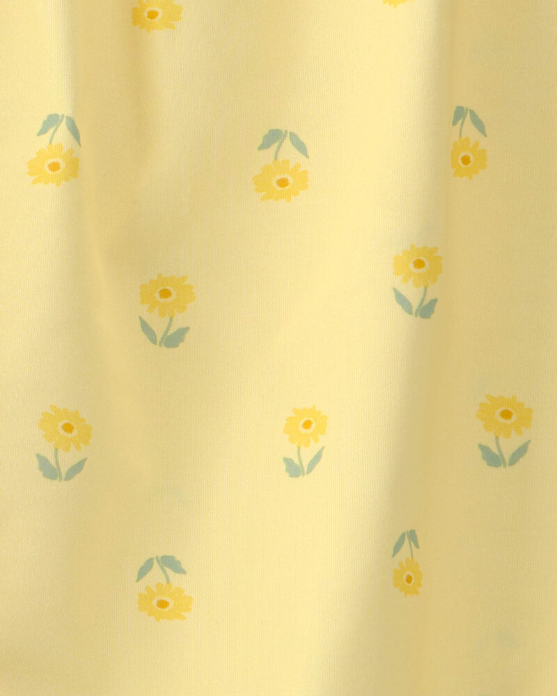 Girls Floral Sleeveless Loose Fit 2-Piece Pajama Set - Yellow, image 4 of 5 slides