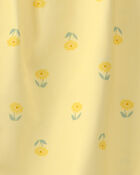 Girls Floral Sleeveless Loose Fit 2-Piece Pajama Set - Yellow, image 4 of 5 slides