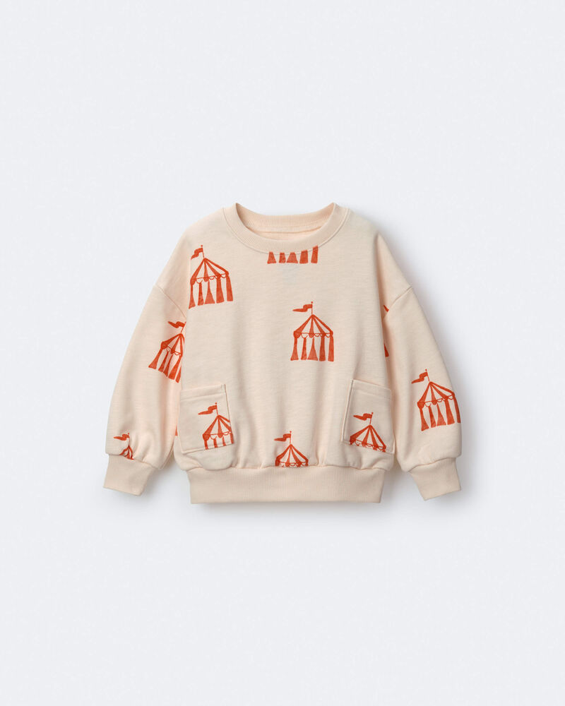 Toddler Otter Sweatshirt&trade; with Pockets in Big Top Print - Cream, image 2 of 6 slides