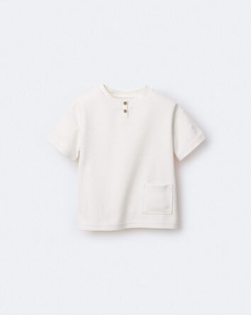 Toddler Boy Henley Tee with Pocket - Cream, 