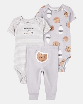 Baby 3-Piece Milk & Cookies Little Character Set&reg; - Grey, 