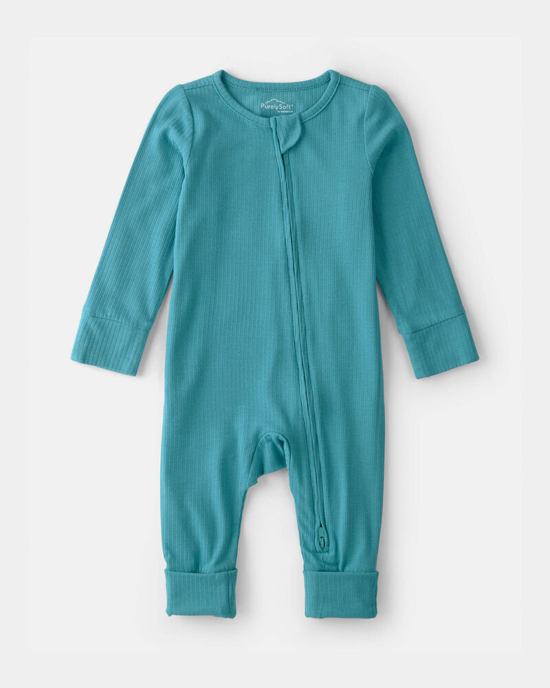Baby PurelySoft 2-Way Zip Sleep & Play Pajamas - Blue, image 1 of 9 slides