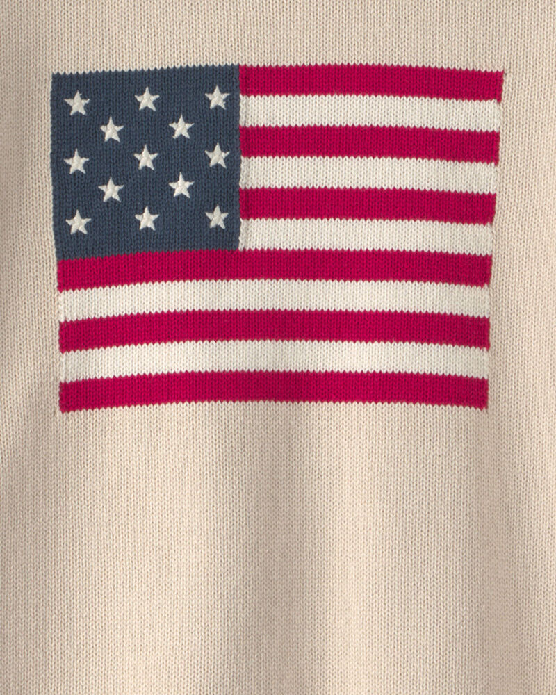 Kid Organic Cotton American Flag Knit Sweater, image 3 of 4 slides