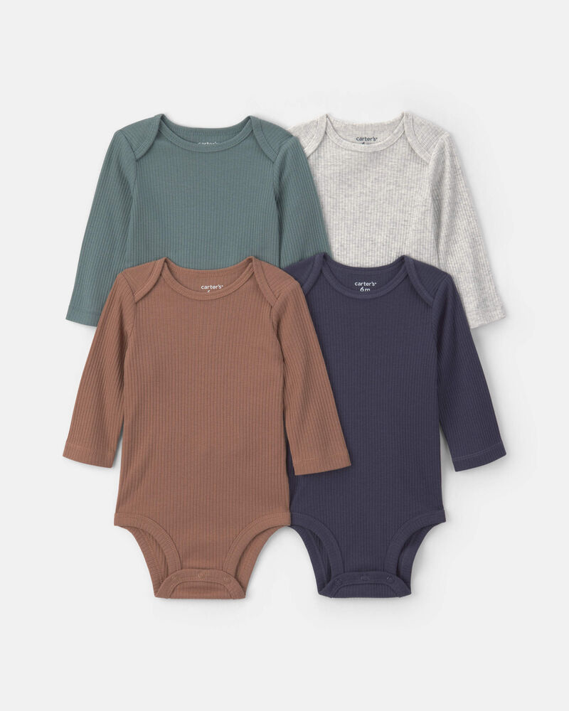 Baby Boy 4-Pack Long-Sleeve Multipack Bodysuits, image 1 of 6 slides