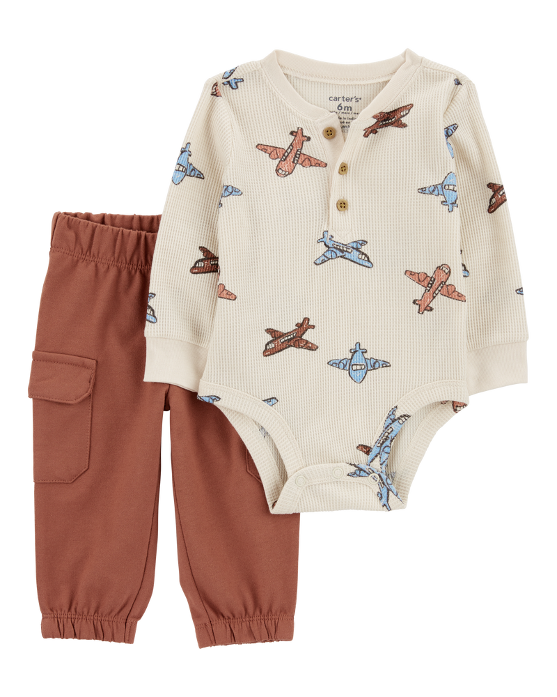 Baby Boy 2-Piece Airplane Bodysuit Pant Set, image 1 of 5 slides