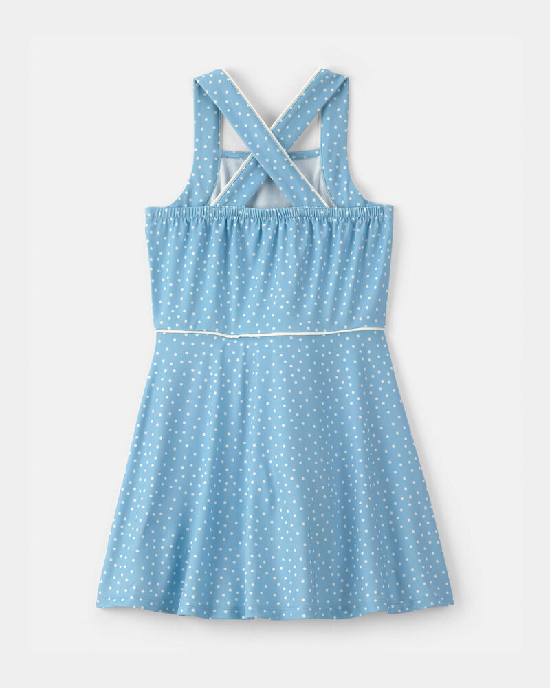 Girls Polka Dot Active Dress - Blue, image 2 of 5 slides