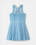 Girls Polka Dot Active Dress - Blue, image 2 of 5 slides