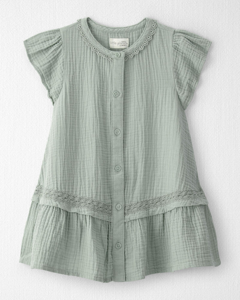 Toddler Girl Organic Cotton Gauze Dress, image 1 of 5 slides