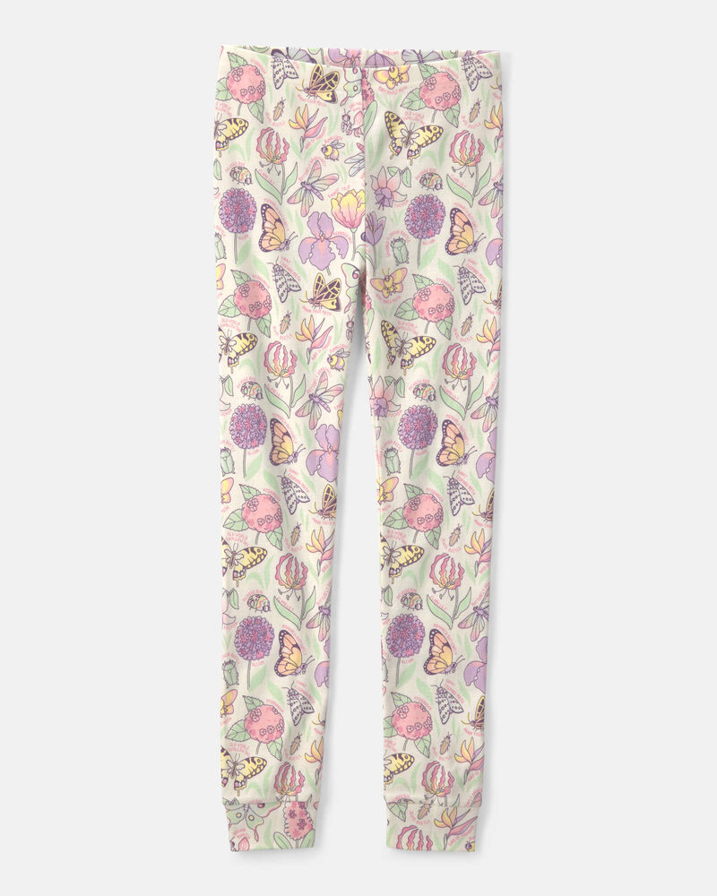 Girls Butterfly 100% Cotton Snug Fit 2-Piece Pajama Set - Cream, image 4 of 5 slides