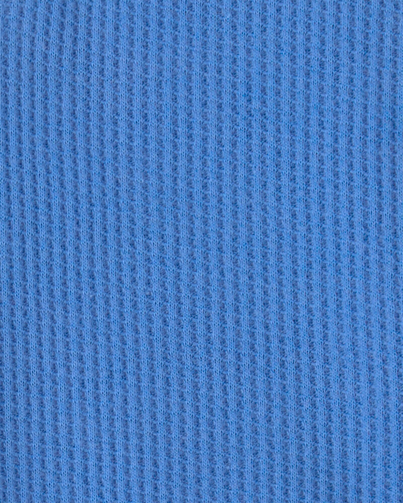 Baby Boy Waffle-Knit Polo Romper - Blue, image 3 of 4 slides