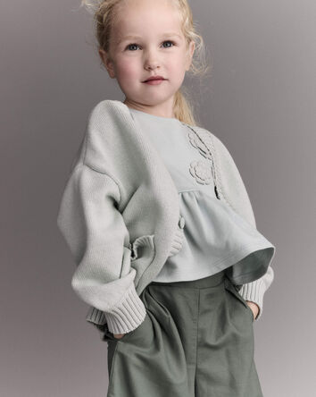 Toddler Girl Cardigan with Avenue Pockets - Light Blue, 