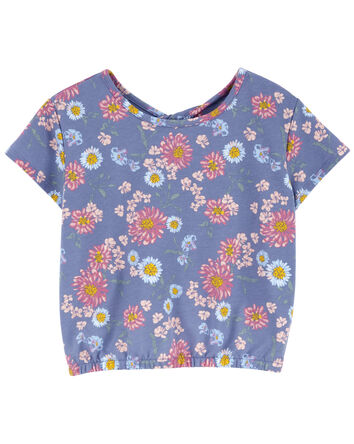 Girls Floral Print Twist Back Top, 